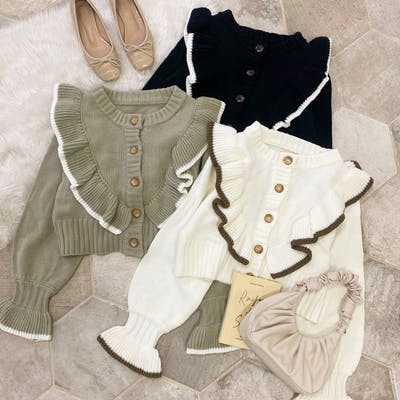 mellow's バイカラーフリルニット