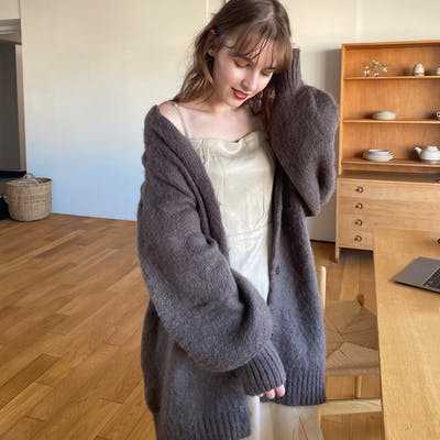 2way volume mohair cardigan 