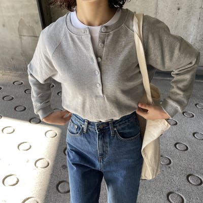 henry-neck sweatshirt