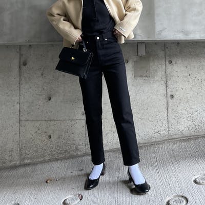 straight black denim